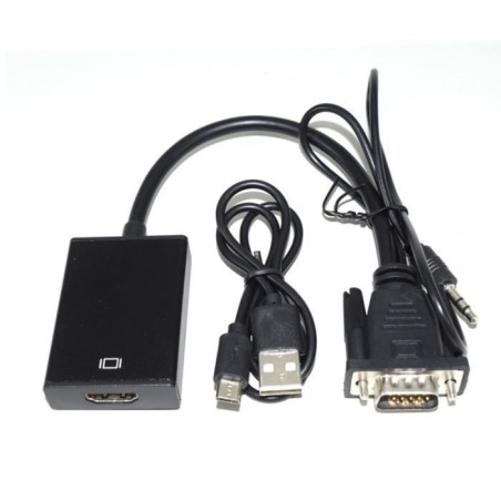 Convertisseur VGA Mâle Vers HDMI Femelle avec Audio