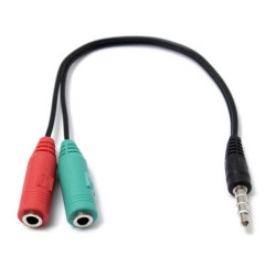 Adaptateur Jack Male Vers 2 Jack Femelle Casque et Micro - 20 cm