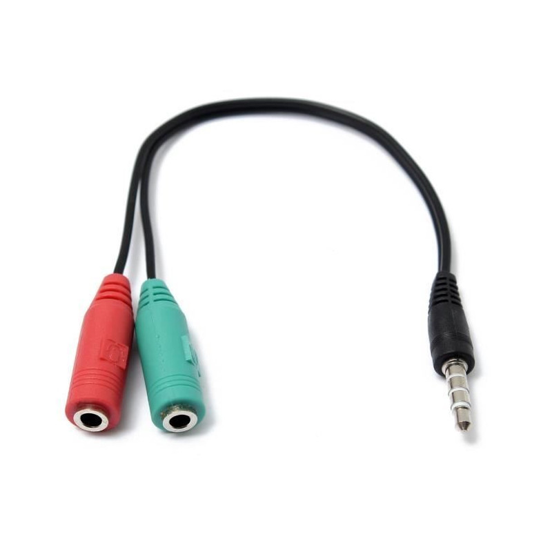 Adaptateur Jack Male Vers 2 Jack Femelle Casque et Micro - 20 cm
