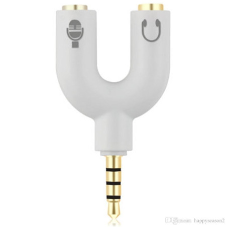 Adaptateur Jack Male Vers 2 Jack Femelle Casque et Micro - Forme U