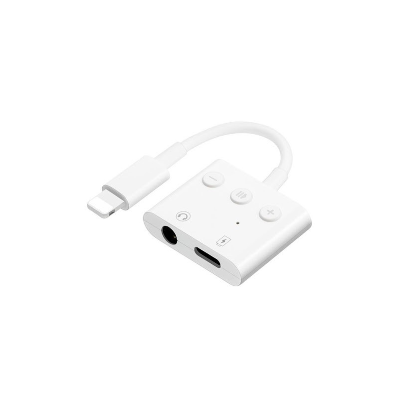 Adaptateur 3 Boutons Lightning Male vers Jack Femelle + Port Chargeur