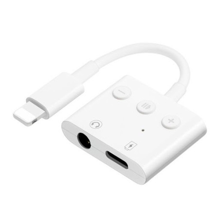 Adaptateur 3 Boutons Lightning Male vers Jack Femelle + Port Chargeur