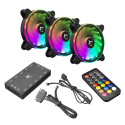 Pack 3 Ventilateur WHITE SHARK NEBULA - LED ARGB avec HUB et Télécommande