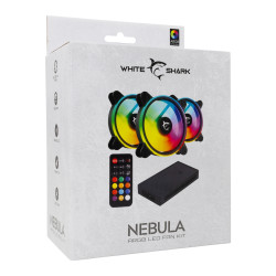 Pack 3 Ventilateur WHITE SHARK NEBULA - LED ARGB avec HUB et Télécommande