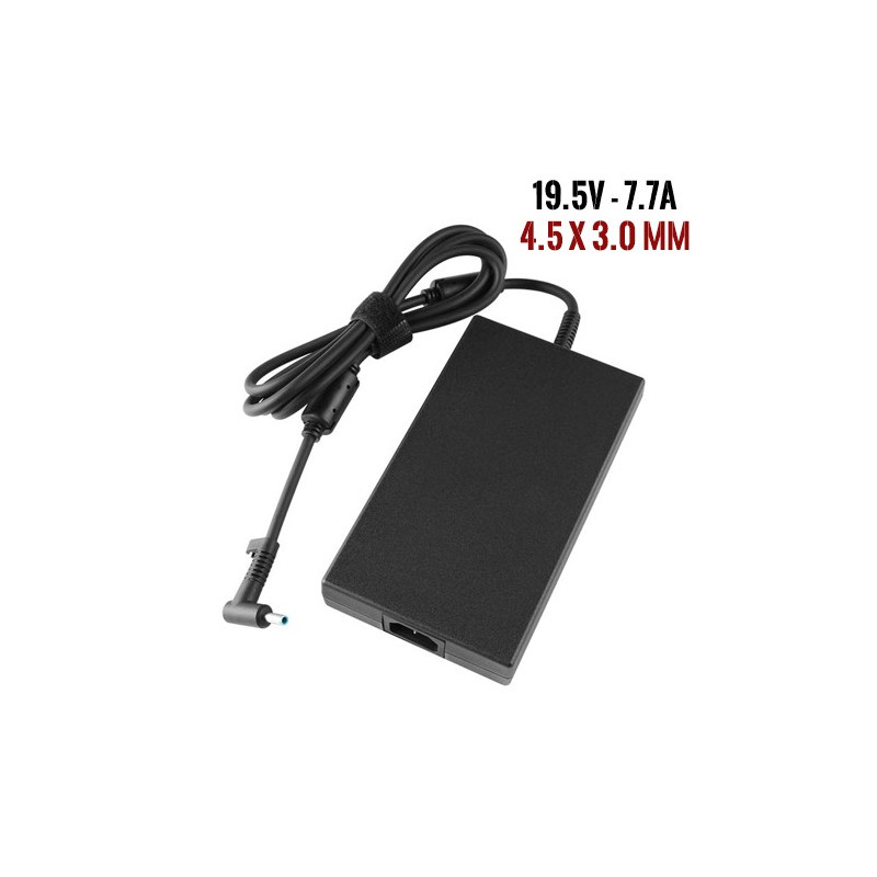 Chargeur Pc - HP - 19.5V 7.7A - Bec 4.5x3.0mm 150W - Adaptable - Bec Bleu