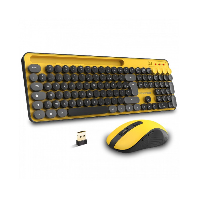 Combo Clavier et Souris Sans Fil ADVANCE PEPS - Jaune