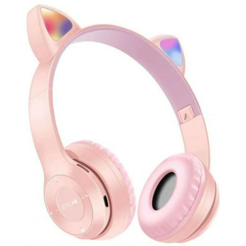Casque MP3 Bluetooth Oreillettes de Chat P47M - Rose