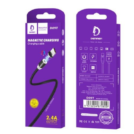 Cable Magnétique USB Type C 2.4A DENMEN D09T
