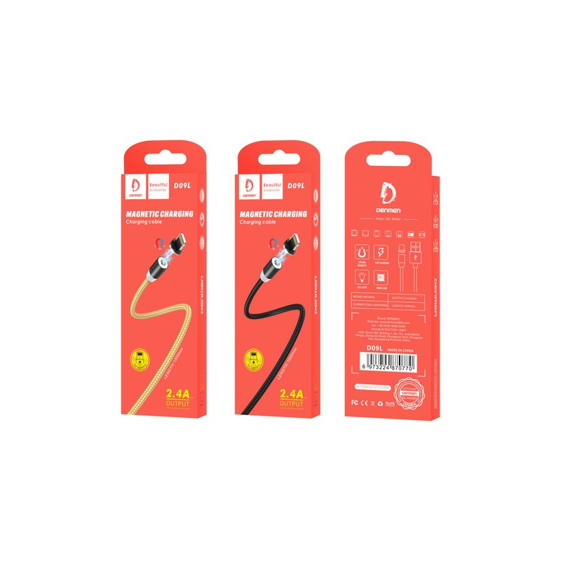 Cable Magnétique Lightning 2.4A DENMEN D09L