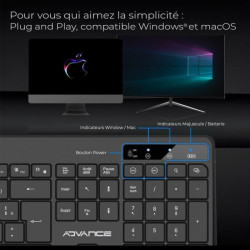 Clavier Gamer Sans Fil RGB Rechargeable ADVANCE CLA-310 - Noir