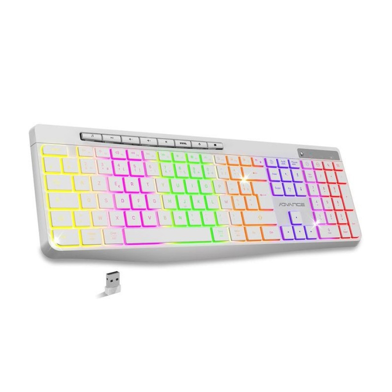 Clavier Gamer Sans Fil RGB Rechargeable ADVANCE CLA-310 - Blanc