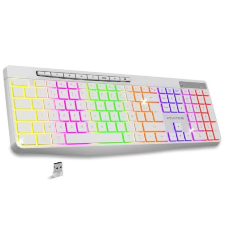 Clavier Gamer Sans Fil RGB Rechargeable ADVANCE CLA-310 - Blanc