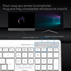 Clavier Gamer Sans Fil RGB Rechargeable ADVANCE CLA-310 - Blanc