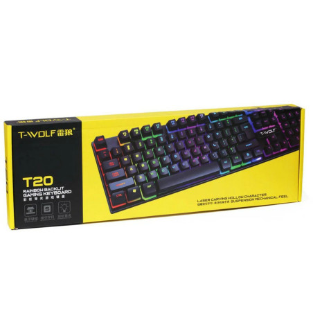 Clavier Gaming Semi-Mécanique T-WOLF T20 RGB - Noir
