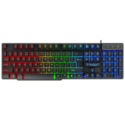 Clavier Gaming Semi-Mécanique T-WOLF T20 RGB - Noir