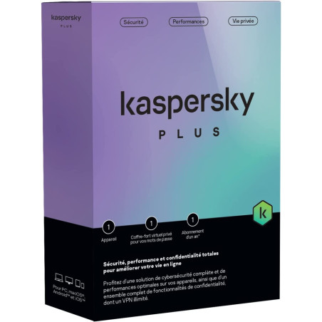 Antivirus KASPERSKY 2023 Plus - 1 an / 1 poste
