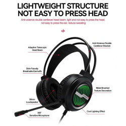 Casque Gaming T-WOLF H130 LED RGB - Noir